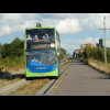 A guided bus. You can see the little wheels under the front which run along the inside of the concre...