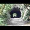 A tunnel, complete with a trail of tiny lights, on a converted railway called the Strawberry Line. I...