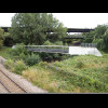 The double-decker road, a footbridge, a railway, a canal and the River Don.