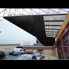 You get a good look at the inside of the cantilevered roof from outside the club shop.