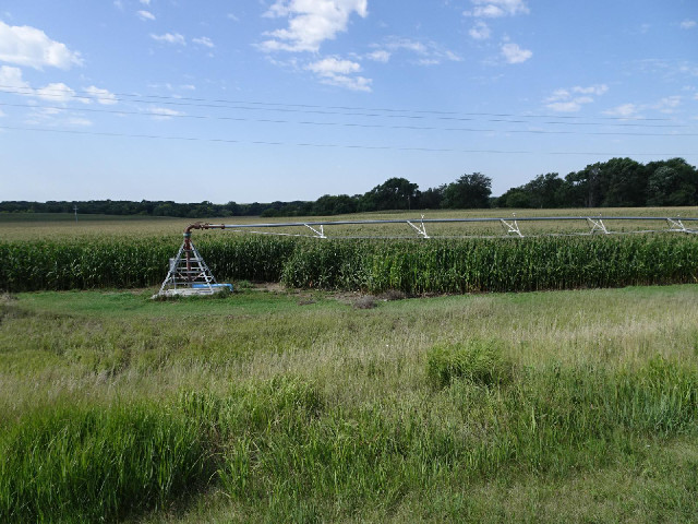 A corn irrigator.