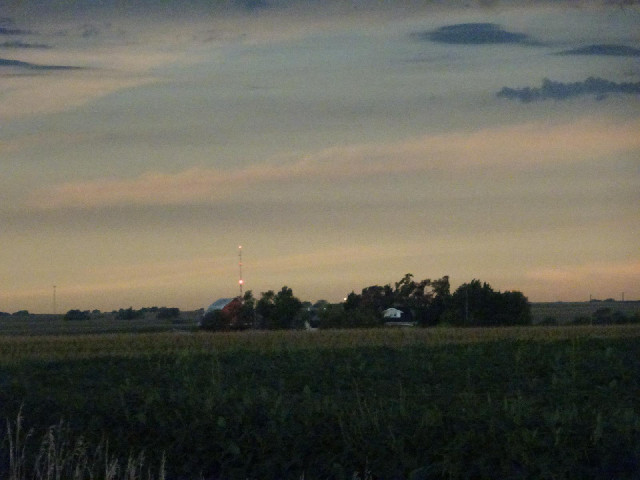 Before and after the total eclipse, the warning lights on that tower were giving brief white flashes...