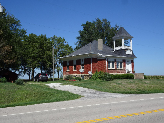 A house with a turret.