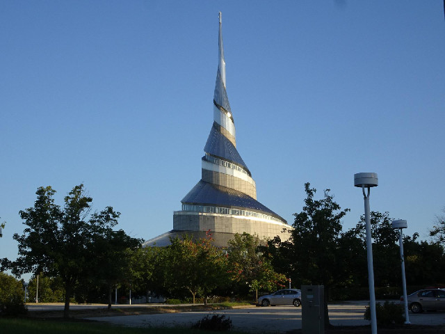 The modern temple on the site of the first dedicated Mormon temple.