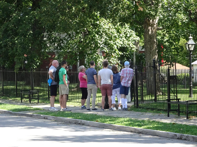 A group of tourists just starting their tour of the Truman house. I would go on a tour later in the ...