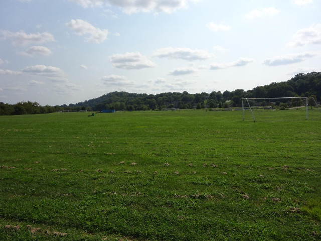 A large field of sports pitches. It took me a moment to realise that it was a bit strange that they ...