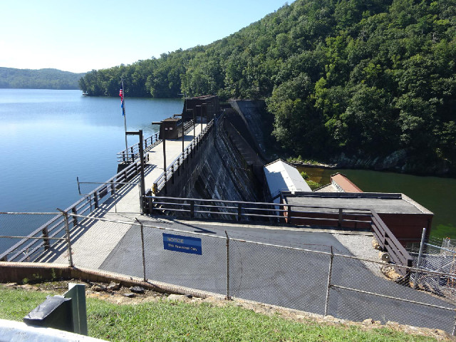 Ocoee Dam Number 1, with Parksville Reservoir, also known as Ocoee Lake, behind it.