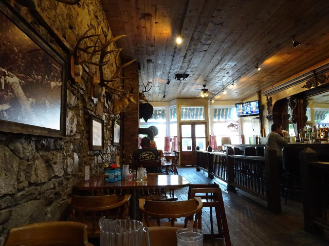 This is where I had dinner. There's a bison's head on the wall right above my table.