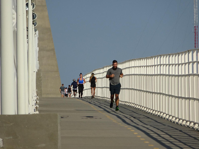 It seems that a lot of people use this bridge as a place to exercise, rather than for actual transpo...