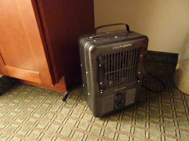 My room includes this rather ancient-looking heater. There is a fan as well though, which is useful ...