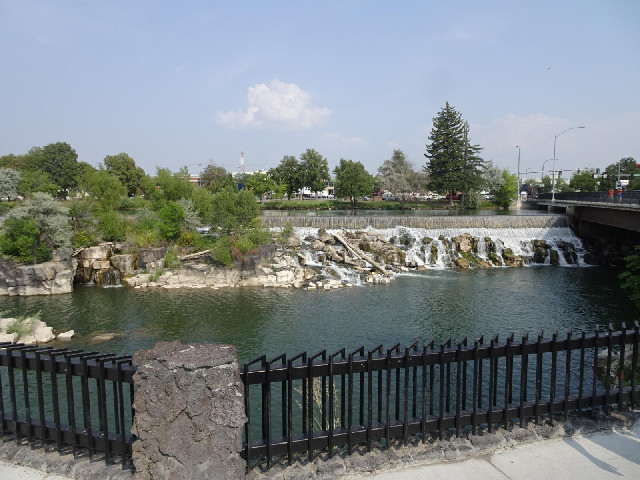 One end of the waterfall which gives Idaho Falls its name.