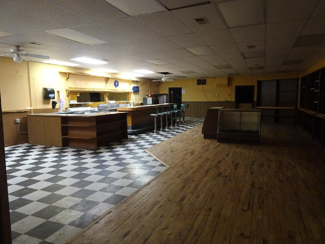 A vacant diner.