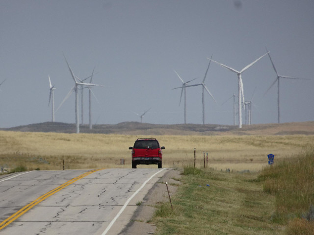 Approaching the Glenrock wind farm.