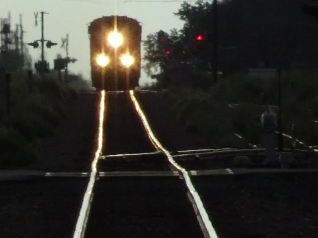 A train approaching.