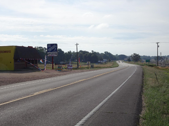 A fireworks shop immediately on the Wyoming side of the border.