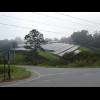 Part of a hilly solar farm.