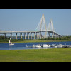 The bridge and a sailing boat.