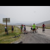 Cyclists posing at the top.