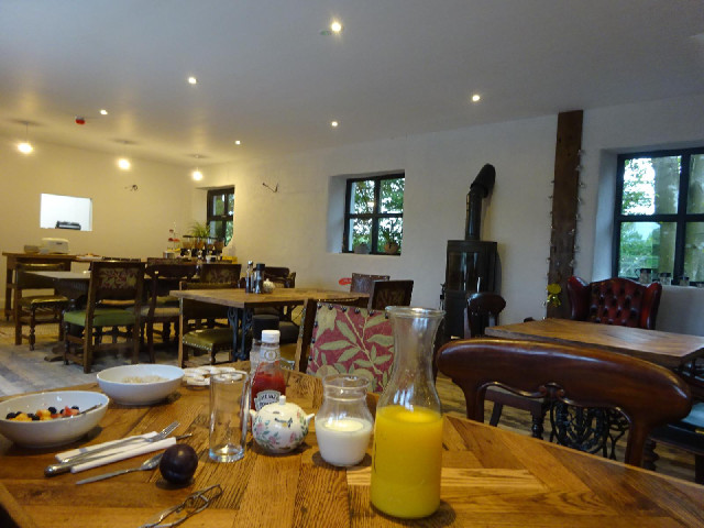 The breakfast room is more sparse than the rest of the house. The owner told me that they had only p...