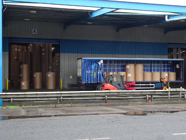 A cardboard tube depot, in the docks.