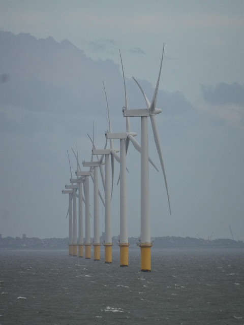 Wind turbines off the coast of the Wirral.