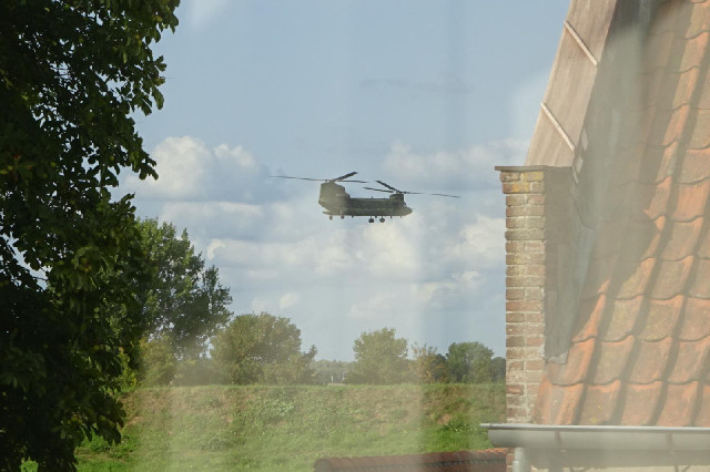 One of a couple of chinooks which passed very low along the river.