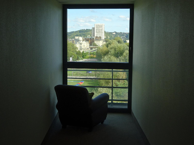 The hotel provides this armchair in the corridor so that you can look at the view. It might be usefu...