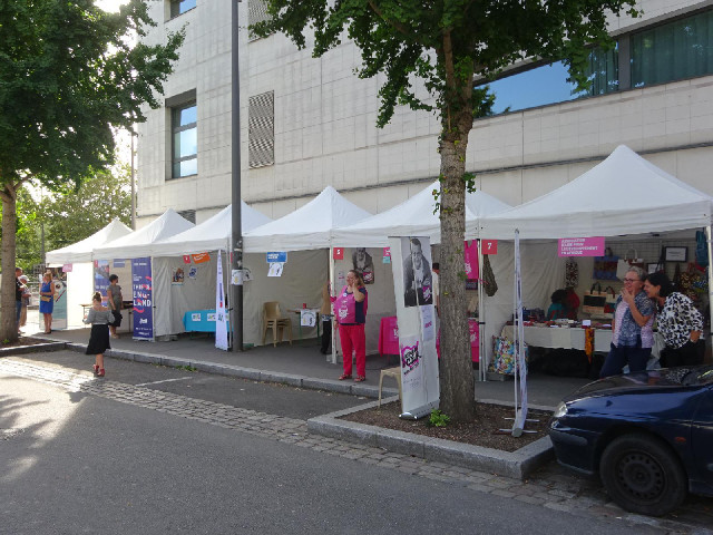 Some of the little stalls at the festival. The one on the left is promoting the fact that Rouen is t...