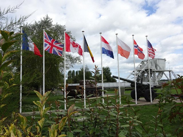 In the background is the original Pegasus Bridge, captured by the Allies in Operation Deadstick at t...