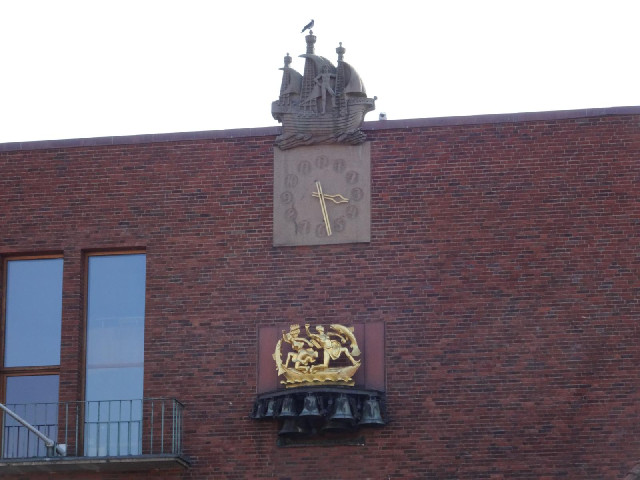 A clock in the main square in Halmstad.