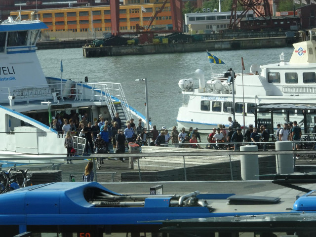 Passengers getting off one of the ferries.