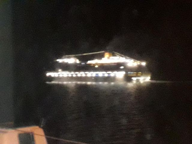 I woke up in the night just in time to see this passenger ship pass us going the other way. I haven'...