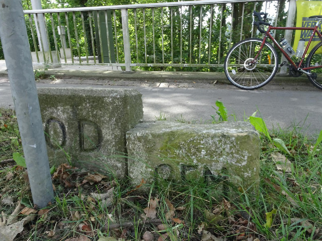 A stone marking the boundary of the district of Delmenhorst.