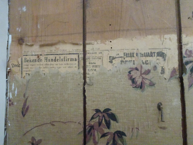 There is some old wallpaper on the inside of the roof above the bed. I think the date says 22nd Sept...