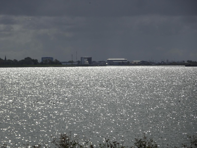 The sun reflecting of the IJsselmeer.
