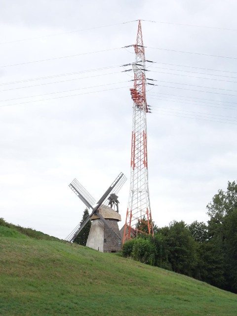 Windmill and pylon.