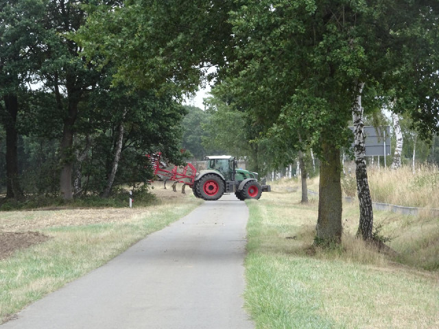 A temporary blockage on the cycle path.