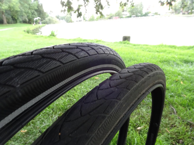 New and old tyres. They are exactly the same type. The old ones still have plenty of tread but in my...