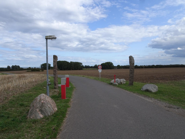 My route passed between these stones and past the sign which warns that this is a private road and n...