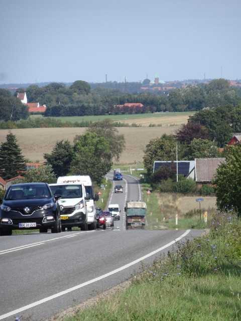 The start of a 3 km section of road with no cycle paths, which is unusual for Denmark. Fortunately, ...