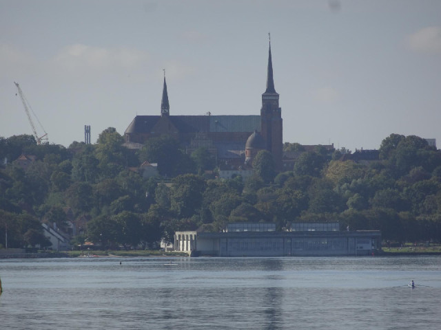 The cathedral, the viking ship museum and a rower on the Fjord.