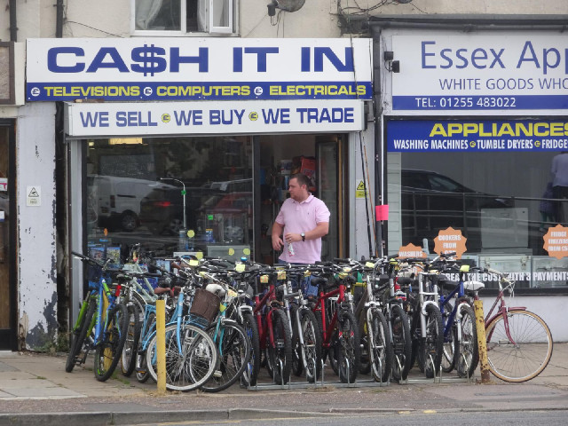 Televisions, computers and electricals? Most bike shops don't have that many bikes!
