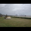 The cranes are in Felixstowe, on the other side of the combined estuary of the Rivers Stour and Orwe...