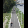 A cycle lane along the canal.