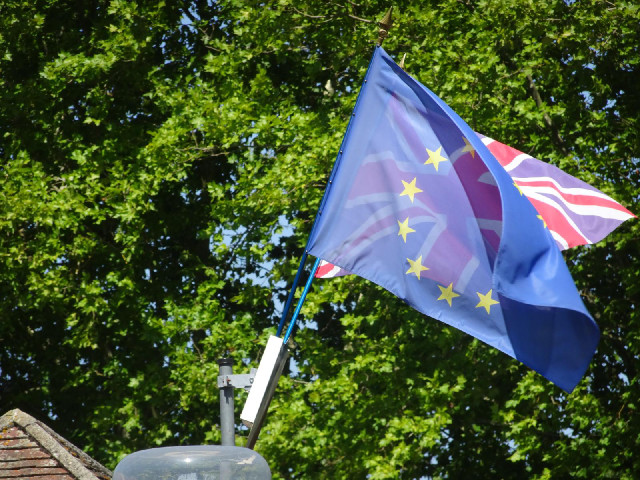 All of the other flags at the rest area had got themselves tangled so these were the only two which ...