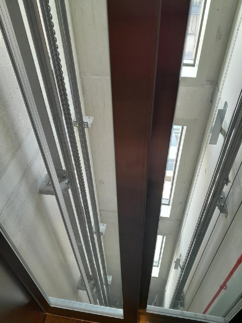 One of the lift shafts has glass doors so you can look down it.