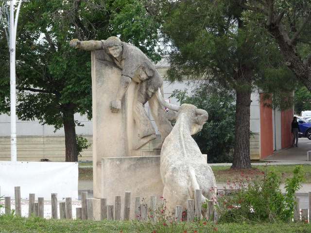 In the same town is this sculpure of a bull fight.