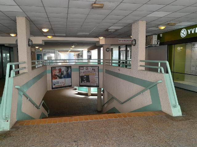 This underground shopping arcade looks a bit incongruous in this little town.