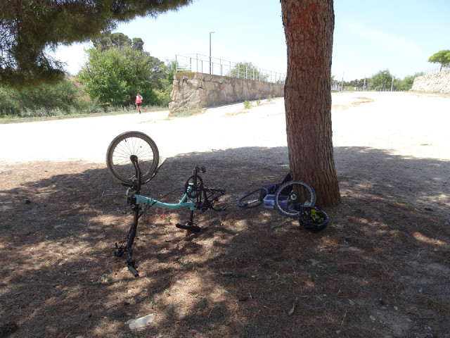 After only 3.5 km of the stony track, I've had another puncture. This can't be anything to do with m...