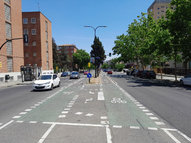 In some places there are bike junctions marked out between the traffic lanes.